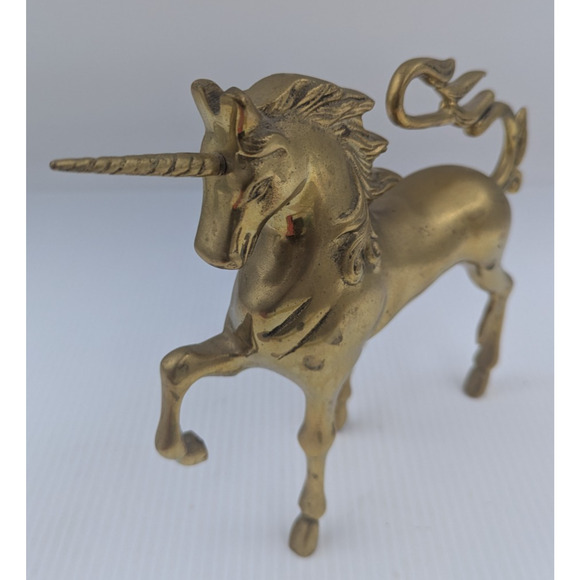 Vintage Solid Brass Mythical Unicorn Figurine Statue 3+ lbs. - Picture 3 of 11